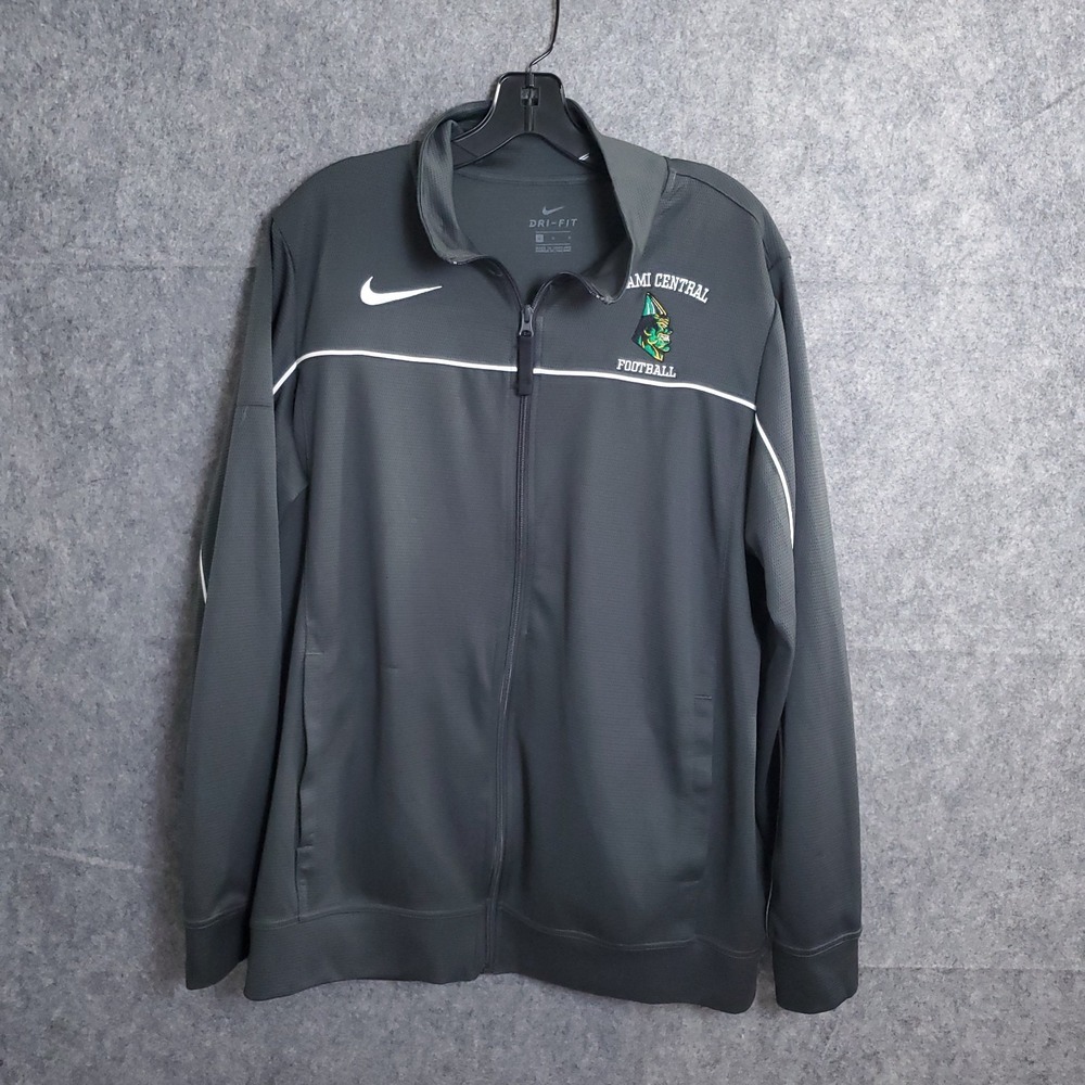 Nike Jacket Mens Sz Large Dry Full Zip‎ Basketball Training Gray Swoosh Sports